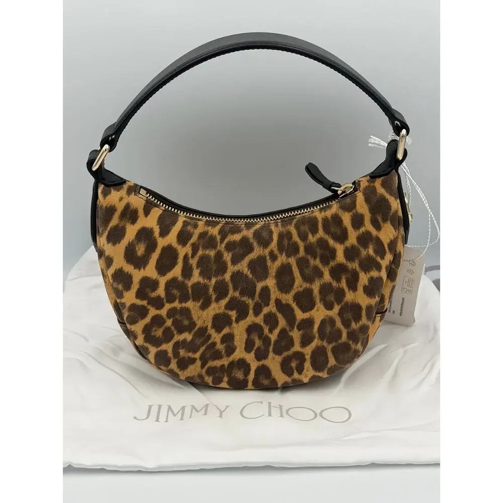 Rare Jimmy Choo Hobo Leopard Print Suede Shoulder Bag